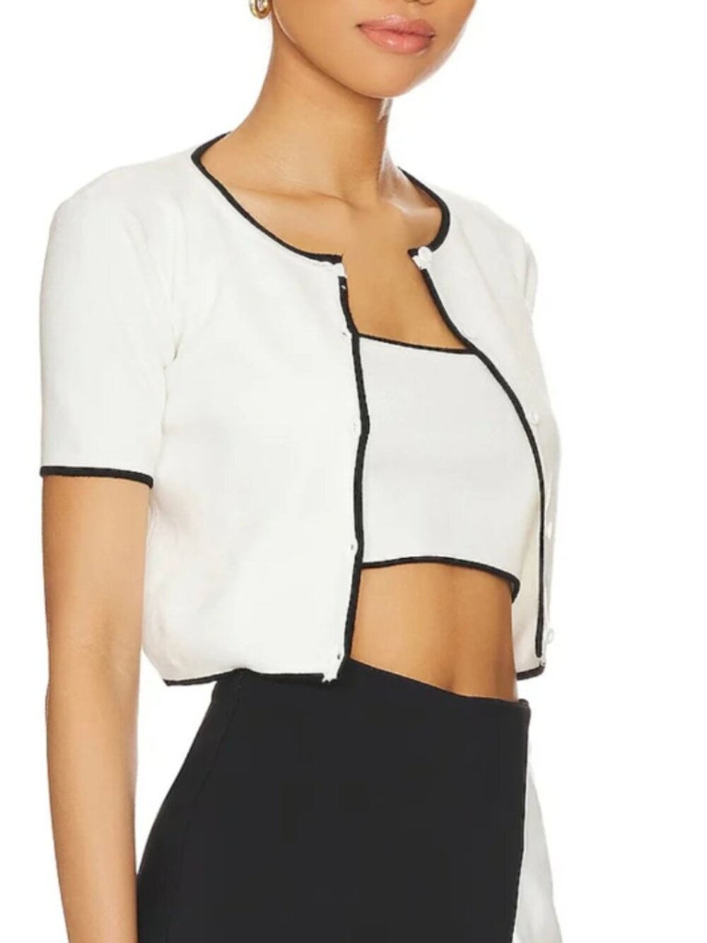 Majorelle White Black Monochrome Amy Cardi Knit Set - Small